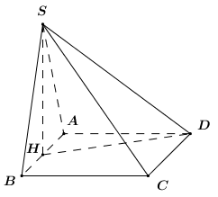  (TH): Cho hình chóp \[S.ABCD\] có đáy là hình vuông cạnh , , hình chiếu vuông góc của trên mặt phẳng là trung điểm của cạnh . Tính theo thể tích khối chóp . (ảnh 13)