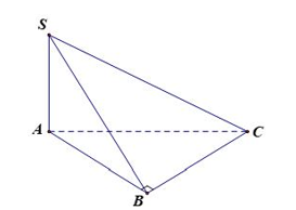 Cho hình chóp có Tam giácvuông tại B , . Tính cosin của góc tạo bởi hai mặt phẳng và  (ảnh 1)