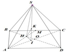 Cho khối chóp , đáy là hình chữ nhật có diện tích bằng , là trung điểm của , vuông góc với tại , vuông góc với mặt phẳng , khoảng cách từ điểm đến mặt phẳng bằng . Thể tích của khối chóp đã c (ảnh 1)