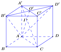  (VD): Cho hình lập phương ABCD.A’B’C’D’ cạnh a. Mặt phẳng đi qua A và vuông góc với A’C chia hình lập phương trình hai phần thể tích. Tính tỉ số k hai phần thể tích này, biết .  (ảnh 2)