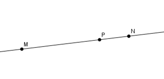 Cho ba điểm M; N; P thẳng hàng với P nằm giữa M và N. Chọn hình vẽ đúng. (ảnh 1)