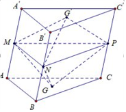 Cho lăng trụ \(ABC.A'B'C'\) diện tchs đáy bằng 3 và chiều cao bằng 5. Gọi \(M,N,P\) lần lượt là trung điểm của \(AA',BB',CC'.G,G'\) lần lượt là trọng tâm của hai đáy \(ABC,A'B'C'.\) Thể tích  (ảnh 1)