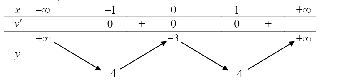 Bảng biến thiên sau đây là của hàm số nào? (ảnh 1)
