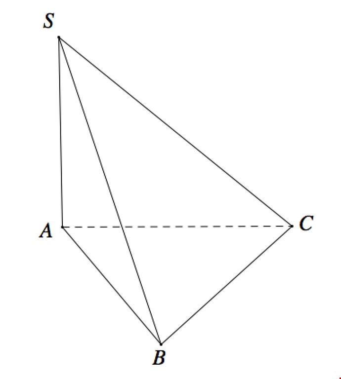 Cho hình chóp \(S.ABC\) có \(\Delta ABC\) vuông tại \[B\], \(BA = a\), \[BC = a\sqrt 3 \]. Cạnh bên \[\] vuông góc với đáy và \(SA = a\). Tính bán kính của mặt cầu ngoại tiếp hình chóp \(S.AB (ảnh 1)