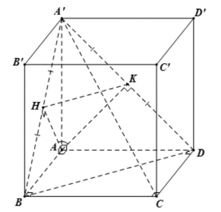 Cho hình lập phương \(ABCD.A'B'C'D'\) có cạnh bằng \(a.\) Số đo góc giữa \(\left( {BA'C} \right)\) và \(\left( {DA'C} \right).\) (ảnh 1)