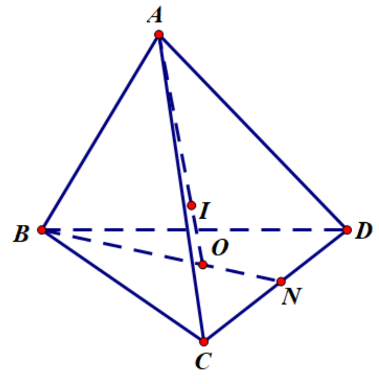 Cho tứ diện \(ABCD\) có độ dài cạnh bằng \(a,\left( S \right)\) là mặt tiếp xúc với sáu cạnh của tứ diện \(ABCD.M\) là một điểm thay đổi trên \(\left( S \right).\) Tính tổng \(T = M{A^2} + M{ (ảnh 1)