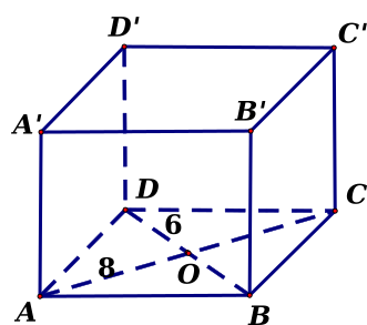 Lăng trụ đứng tứ giác có đáy là hình thoi với các đường chéo là 6cm và 8cm biết rằng  (ảnh 1)