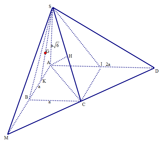  Cho hình chóp S.ABCD có đáy ABCD là hình thang vuông tại A;B. Gọi G là trọng tâm tam giác  (ảnh 1)
