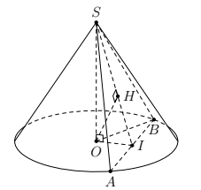 Cho hình nón có chiều cao h=20 cm đường tròn đáy có tâm O bán kính đường tròn đáy  (ảnh 1)