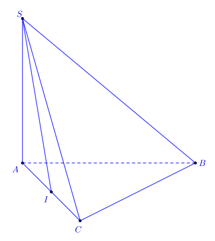 Cho hình chóp S.ABCD có đáy là tam giác đều cạnh 4a, SA vuông góc với mặt phẳng (ảnh 1)