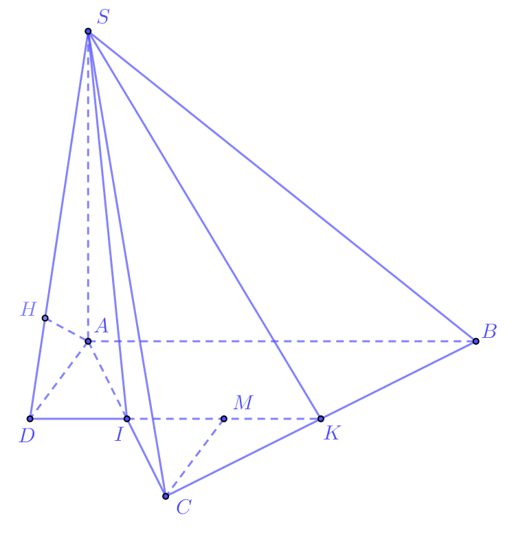 Cho hình chóp S.ABCD có đáy là tam giác đều cạnh 4a, SA vuông góc với mặt phẳng (ảnh 2)