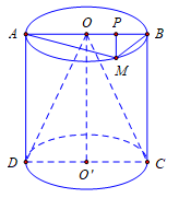  Trong không gian, cho hình trụ có thiết diện qua trục là hình vuông ABCD (ảnh 1)