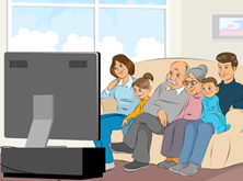My family watches TV together in the _______________. (ảnh 1)