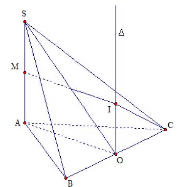 Cho hình chóp S.ABC có đáy ABC là tam giác vuông cân tại A, cạnh SA vuông góc với mặt đáy ABC. Biết SA = 2a,BC = 2a căn 2 (ảnh 1)