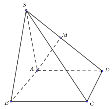 Cho hình chóp S.ABCD có đáy ABCD là hình vuông cạnh a, SA vuông góc với đáy. Biết thể tích khối chóp S.ABCD (ảnh 1)
