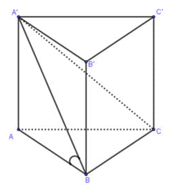 Cho lăng trụ đứng ABC.A'B'C' có đáy ABC là tam giác vuông cân tại B và AC = 2a biết rằng (A'BC) hợp với đáy (ABC) (ảnh 1)