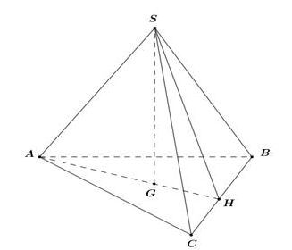 Cho khối chóp tam giác đều có cạnh đáy bằng a và cạnh bên tạo với đáy một góc 60^0. Thể tích của khối chóp đó bằng (ảnh 1)
