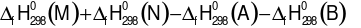 Cho phản ứng có dạng: aA + bB ⟶ mM + nNCông thức tính biến thiên enthalpy phản ứng theo enthalpy tạo thành là  (ảnh 8)
