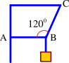 Một vật có khối lượng 3 kg được treo như hình vẽ, thanh AB vuông góc với tường  (ảnh 1)