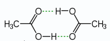 Cho sơ đồ liên kết giữa hai phân tử acid CH3COOH:Trong sơ đồ trên, đường nét đứt đại diện cho  (ảnh 1)