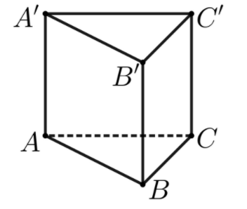 Hình lăng trụ đứng tam giác có: A. 6 đỉnh, 10 cạnh và 5 mặt; B. 8 đỉnh, 12 cạnh và 6 mặt; C. 6 đỉnh, 9 cạnh và 5 mặt; D. 8 đỉnh, 10 cạnh và 6 mặt. (ảnh 1)