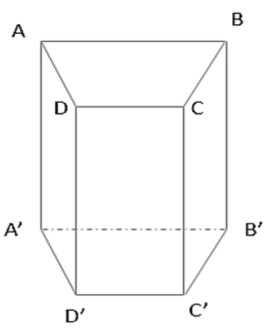 Hình lăng trụ đứng tứ giác có A. 8 đỉnh, 12 cạnh, 6 mặt;B. 10 đỉnh, 8 cạnh, 6 m ặt; C. 6 đỉnh, 12 cạnh, 8 mặt; D. 8 đỉnh, 10 cạnh, 6 mặt. (ảnh 1)