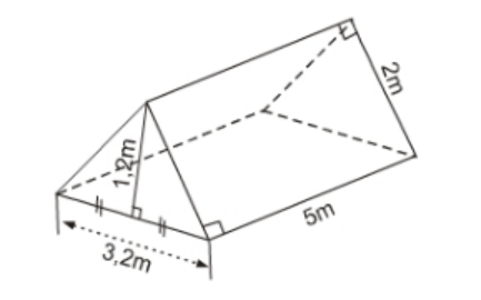 Tính thể tích của hình dưới đây: A. 6 cm2; B. 6 cm3; C. 9,6 cm2; D. 9,6 cm3. (ảnh 1)