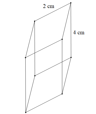 Cho hình lăng trụ đứng tứ giác có đáy là hình vuông như hình vẽ. Diện tích xung  (ảnh 1)