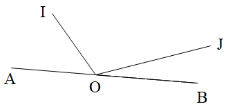 Cho hình vẽ. Góc AOI và góc IOB là: A. hai góc đối đỉnh; B. hai góc kề bù; (ảnh 1)