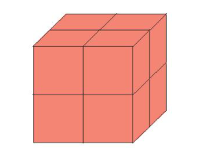 Gộp 8 hình lập phương nhỏ thành một hình lập phương lớn.  Tất cả các mặt của khối lập phương lớn được sơn màu đỏ.  Tổng cộng có bao nhiêu mặt của hình lập phương được sơn màu đỏ?  (ảnh 1)