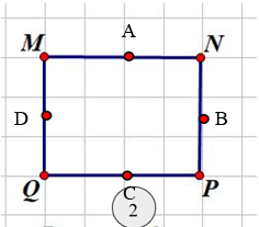 An vẽ một hình chữ nhật trên giấy hình vuông và lần lượt vẽ các tâm của mỗi cạnh của hình chữ nhật đó.  Hình nào sau đây đúng?  (Hình 2)