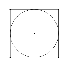 Cho hình vẽ gồm 1 hình tròn nằm trong một hình vuông như sau:Biết bán kính của hình tròn là 3 cm. Tính độ dài cạnh của hình vuông. (ảnh 1)