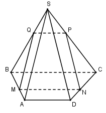 Cho hình chóp S.ABCD có đáy ABCD là hình thang có đáy lớn BC , đáy nhỏ AD.  Mặt bên (SAD) là tam giác đều,  (ảnh 1)