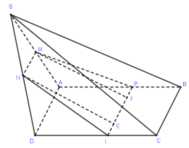 Cho hình chóp S.ABCD có đáy là hình thoi cạnh 3a, SA=SD=3a, SB=SC= (ảnh 1)