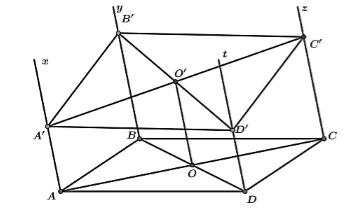 Cho hình bình hành ABCD. Qua A, B, C, D lần lượt vẽ các nửa đường thẳng Ax, By, Cz, Dt ở cùng phía so với mặt phẳng (ABCD), song song với nhau và không nằm trong (ABCD). Một mặt phẳng (P) cắt (ảnh 1)