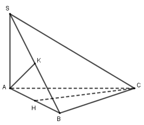 Cho hình chóp S.ABC có đáy ABC là tam giác cân tại C. Cạnh bên SA vuông góc với đáy. Gọi H,K lần lượt là trung điểm của AB và SB. Khẳng định nào dưới đây sai ? (ảnh 1)