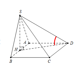 Cho hình chóp S.ABCD có đáy ABCD là hình chữ nhật, AB=a. Tam giác SAB đều và nằm trong mặt phẳng vuông góc với đáy. Góc giữa đường thẳng SD và mặt phẳng (ABCD) bằng  (ảnh 1)