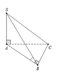 Cho hình chóp S.ABC có đáy ABC. là tam giác vuông tại B, BC=a. Cạnh bên SA=a vuông góc với mặt phẳng đáy. Góc giữa hai mặt phẳng (SBC) và (ABC) bằng (ảnh 1)