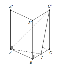 Cho hình lăng trụ đứng ABC.A′B′C′, đáy ABC là tam giác đều a. Gọi I là trung điểm của BC. Góc giữa hai mặt phẳng (C′AI) và (ABC) bằng 600. Độ dài AA′ bằngTa có I là trung điểm của  (ảnh 1)