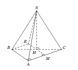 Cho hình chóp S.ABC có đáy ABC là tam giác vuông tại A, AB=AC=a. Hình chiếu vuông góc HH của SS trên mặt đáy (ABC) trùng với tâm đường tròn ngoại tiếp tam giác ABC và  (ảnh 1)