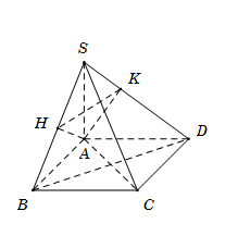 Cho hình chóp S.ABCD có đáy ABCD là hình vuông cạnh a. Cạnh bên SA=x và vuông góc với mặt phẳng (ABCD). Xác định x để hai mặt phẳng (SBC) và (SCD) tạo với nhau một góc 60 độ. (ảnh 1)