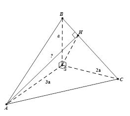Cho tứ diện SABC trong đó SA, SB, SC vuông góc với nhau từng đôi một vàSA=3a, SB=a,SC=2a. Khoảng cách từ A đến đường thẳng BC bằng: (ảnh 1)