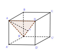 Cho hình lập phương ABCD.A′B′C′D′ có cạnh bằng a. Khoảng cách từ đỉnh AA của hình lập phương đó đến đường thẳng DB′ bằngGọi H là chân đường vuông góc hạ từ A xuống DB′. (ảnh 1)