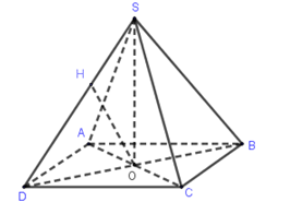 Cho hình chóp tứ giác đều có cạnh đáy bằng aa và góc hợp bởi một cạnh bên và mặt đáy bằng α. Khoảng cách từ tâm của đáy đến một cạnh bên bằng (ảnh 1)