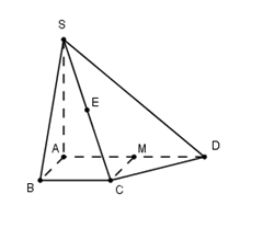 Cho hình chóp S.ABCD có đáy ABCD là hình thang vuông tại A và B,  (ảnh 1)