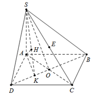 Cho hình chóp S.ABCD, có đáy ABCD là hình chữ nhật. Cạnh bên SA vuông góc với đáy, SA=AB=a và AD=x.a. Gọi E là trung điểm của SC. Tìm x, biết khoảng cách từ điểm E đến mặt phẳng (SBD) bằng (ảnh 1)