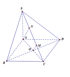 Cho hình chóp S.ABCD có đáy ABCD là hình vuông cạnh aa. Cạnh bên SA vuông góc với mặt phẳng đáy. Biết góc giữa hai mặt phẳng (SBC) và (ABCD) bằng 60 độ. Tính khoảng cách giữa hai đường thẳng BD (ảnh 1)