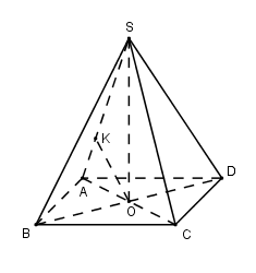 Cho hình chóp S.ABCD có đáy ABCD là hình vuông tâm O, cạnh bằng 2. Đường thẳng SO vuông góc với mặt phẳng đáy (ABCD) và  (ảnh 1)
