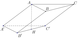 Cho hình lăng trụ ABC.A′B′C′ có tam giác ABC vuông tại A, AB=a,  (ảnh 1)
