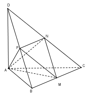 Cho tứ diện ABCD có các cạnh AB,AC,AD đôi một vuông góc với nhau, AB=6a,AC=7a,AD=4a. Gọi M,N,P lần lượt là trung điểm của các cạnh BC,CD,DB. Thể tích V của tứ diện AMNP là: (ảnh 1)